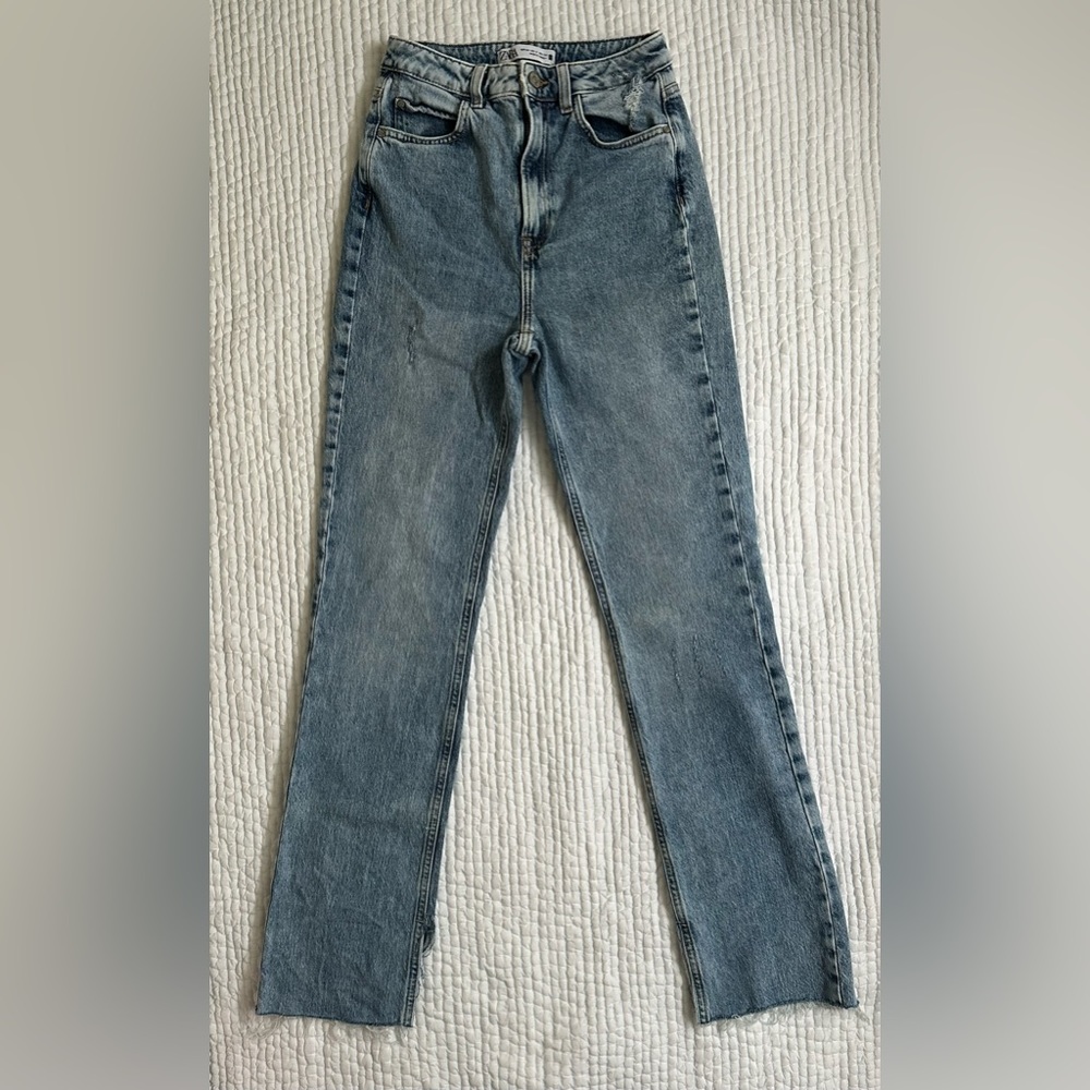 Zara high waisted slim straight jeans